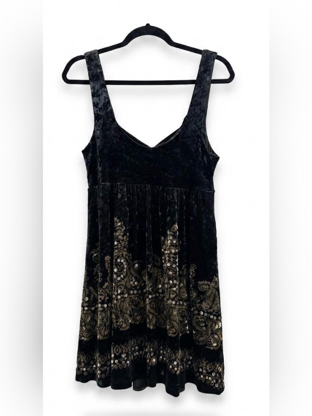 Free People Black Velvet Embroidered Mini Dress - Picture 3 of 5